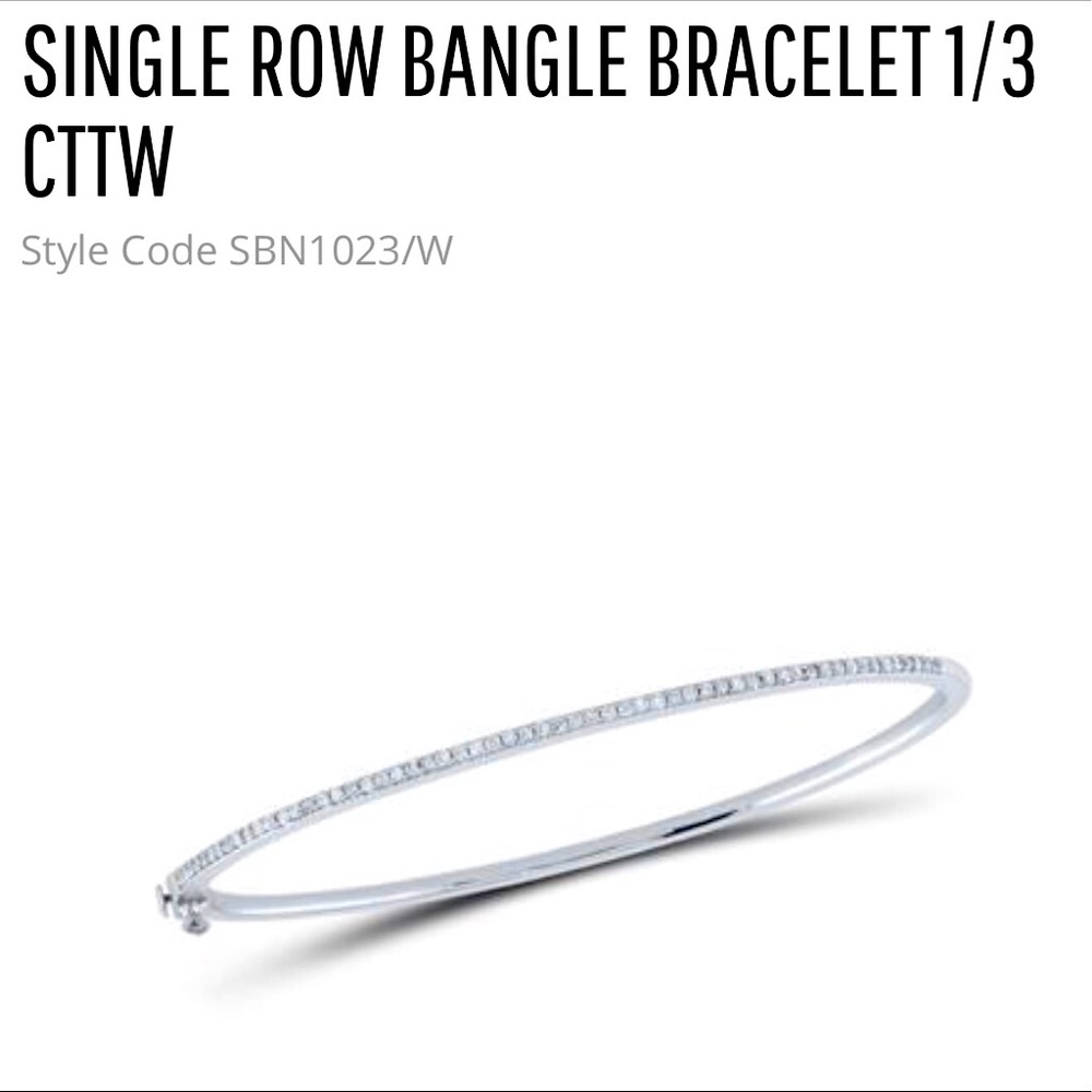 10k white gold vermeil REAL DIAMOND bangle not CZ not moissanite best gift Sale